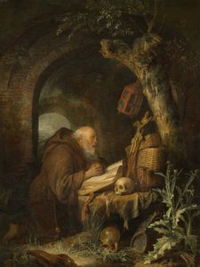 De kluizenaar, 1670 door Gerrit Dou