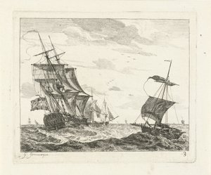 Zeilschepen op onrustige zee door Gerrit Groenewegen