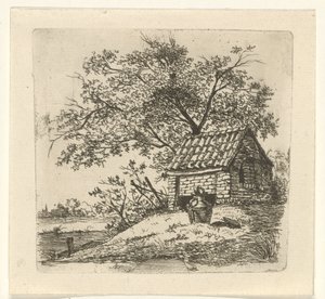Melkkan bij een schuurtje