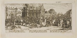 Verwoesting van een klooster, plaat zes uit De grote ellende van de oorlog door Gerrit Lucasz van Schagen