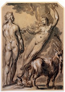 Adam en Eva. De Val, eind 1590s door Gerrit Pietersz