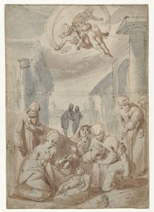 Aanbidding van de herders door Gerrit Pietersz. Sweelink