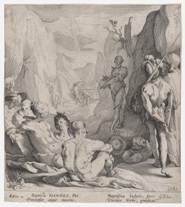 St. Johannes de Doper predikend, 1593 door Gerrit Pietersz Sweelink