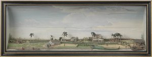 Diorama van de Zeezigt koffie- en katoenplantage in Suriname, ca.1815-21 door Gerrit Schouten