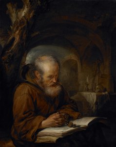 Een kluizenaar die bidt, 1670 door Gerrit Dou