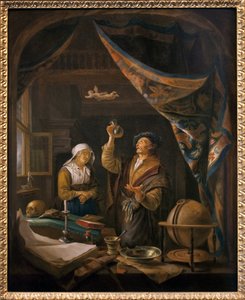 De dokter in urine. Naar een schilderij van Gerard Dow door Gerrit Dou