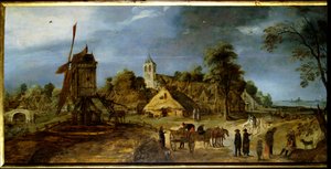 Een dorpsstraat door Gerrit van Honthorst