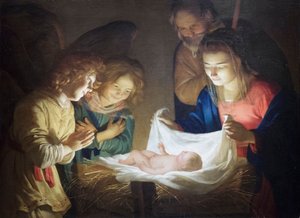 Aanbidding van het Kind door Gerrit van Honthorst