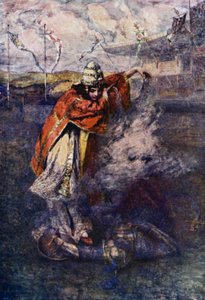 Duessa verdreef de betoverde wolk (kleur litho) door Gertrude E. Demain (after) Hammond