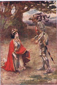 De Rode Kruis Ridder was volledig overwonnen, Verhalen uit de Faerie Queen uitgegeven door George Harrap and Company door Gertrude E. Demain (after) Hammond