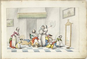 Kinderkamer met drie vrouwen en kinderen
