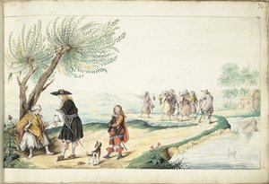 Roma-vrouw leest de hand van een heer