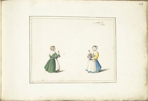 Twee meisjes met een pop door Gesina ter Borch