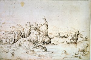 Een Kasteel op een Rots in Berglandschap, 1540