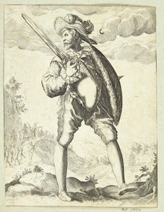 Soldaat gewapend met zwaard en schild door Gheyn, Jacques II de