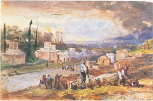 Italië, Pompeii, De Straat van de Graven 1862 door Giacinto Gigante