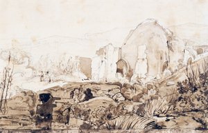 Tempel van Diana in Baia, ca. 1844 door Giacinto Gigante