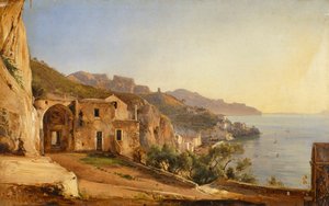 Uitzicht op Amalfi vanuit de Grot van de Kapucijnen door Giacinto Gigante