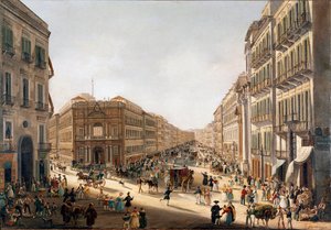 Uitzicht op de straat Toledo in Napels. Schilderij door Giacinto Gigante. Napels, Museo Nazionale di San Martino door Giacinto Gigante