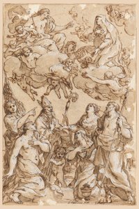 Tekening, Christus en de Maagd met beschermheiligen van Pistoia, 1638