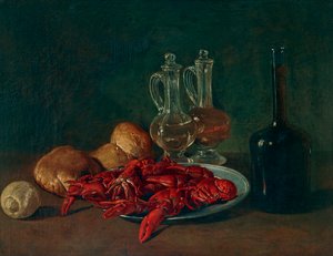 Garnalen op een bord door Giacomo Ceruti