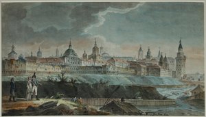 Uitzicht op de Neglinnaya Rivier en Kitay-gorod vanaf het Petrovsky Plein, 1790s