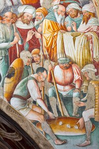 Kruisiging (detail) door Giacomo Borlone de Buschis