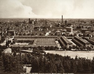 Panorama van de stad Bologna: uitzicht vanaf San Michele in Bosco. door Giacomo Brogi