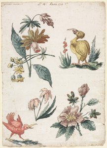 Bloemmotieven met Twee Vogels