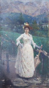 Dame op het platteland door Giacomo Grosso