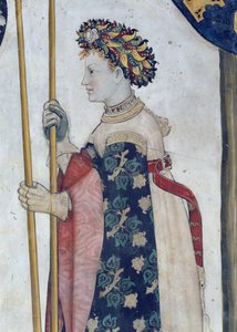 De Negen Waardigen en de Negen Waardige Vrouwen, detail van Semiramis, 1418-30