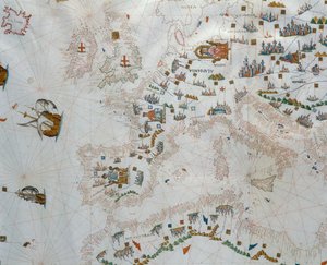 Een nautische kaart door Giacomo Maggiolo
