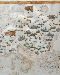 Een Nautische Kaart, detail van West-Europa, 1564 door Giacomo Maggiolo