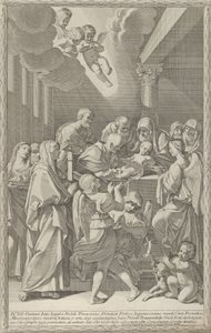 De besnijdenis van Christus, een groep mannen, vrouwen en engelen omringen hem, 1687-1717