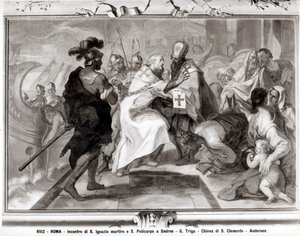 De Ontmoeting van St. Ignatius van Antiochië en St. Polycarpus van Smyrna door Giacomo Triga