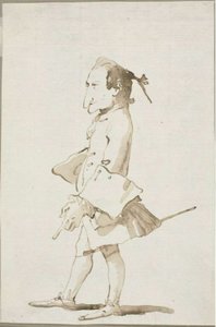 Karikatuur van een man, in volle lengte, naar links gericht door Giambattista Tiepolo