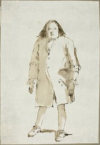 Karikatuur van een man, volledige lengte, frontaal door Giambattista Tiepolo