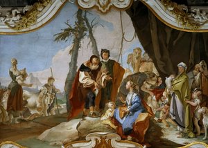 Rachel verbergt de terafim voor haar vader Laban, ca. 1728 door Giambattista Tiepolo
