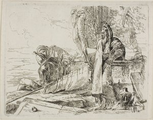 Staande filosoof en twee andere figuren, uit Capricci door Giambattista Tiepolo