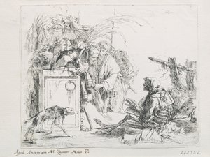 Het bezoek bij de dood. Uit de serie Capriccios, midden 18e eeuw