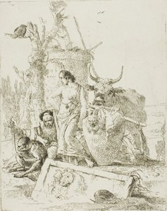 Jonge Herders en Oude Man met een Aap, uit Scherzi door Giambattista Tiepolo