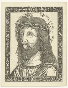 Hoofd van Christus met doornenkroon in omlijsting door Giampietrino Birago (attributed to)