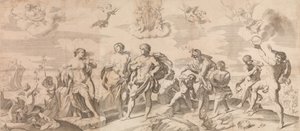 Bacchus met zijn metgezellen ontdekt Ariadne op het eiland Naxos, naar Reni