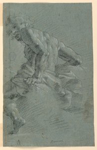 Studie van Hermes, Voorbereidende studie voor de Val van de Reuzen, Plafondfresco in het Palazzo Moroni, Bergamo door Gian Giacomo Barbelli