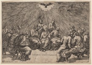 Pinksteren door Gian Jacopo Caraglio, after Raphael