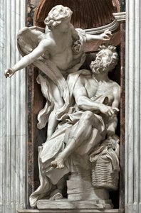 De profeet Habakuk en de engel (marmeren beeldhouwwerk door Gian Lorenzo Bernini, 1656-1661, Rome, Basilica di Santa Maria del Popolo, Cappella Chigi)