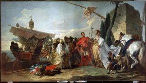 Julius Caesar ontmoet Cleopatra door Giandomenico  Tiepolo
