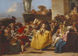 Het Menuet of Carnavalscène door Giovanni Domenico Tiepolo