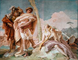 Renaud verlaat Armide. Illustratie van een scène uit Torquato Tasso