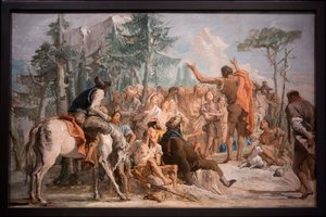 St. Johannes de Doper predikt tot de menigte door Giovanni Domenico Tiepolo